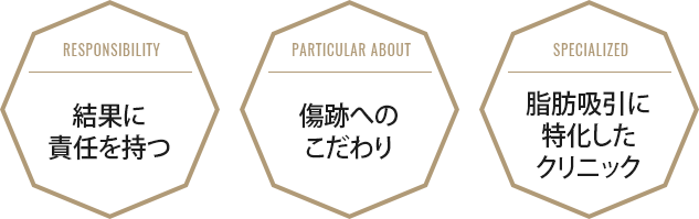 結果に責任を持つ・傷跡へのこだわり・脂肪吸引に特化したクリニック